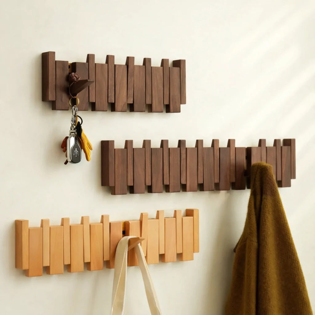 Porte-Manteau Mural en Bois Image