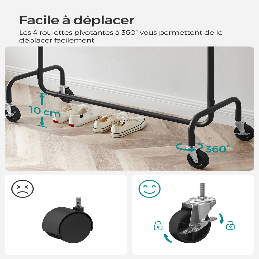 Descriptif des roulettes du porte-manteau