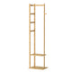 Details Porte-Manteau sur Pied en Bois avec Etageres sur fond Blanc
