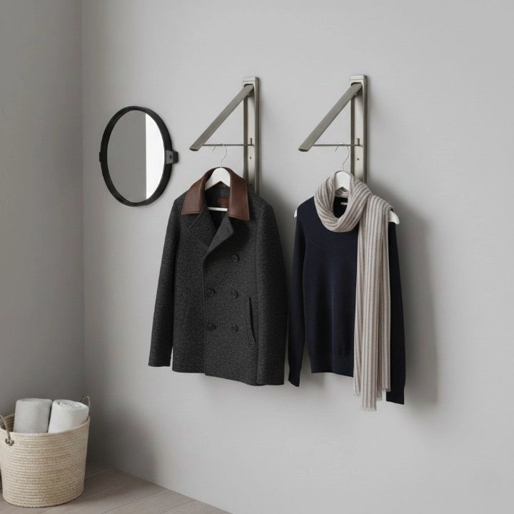 Deux Porte-Manteau Mural Design a Cintre Gris
