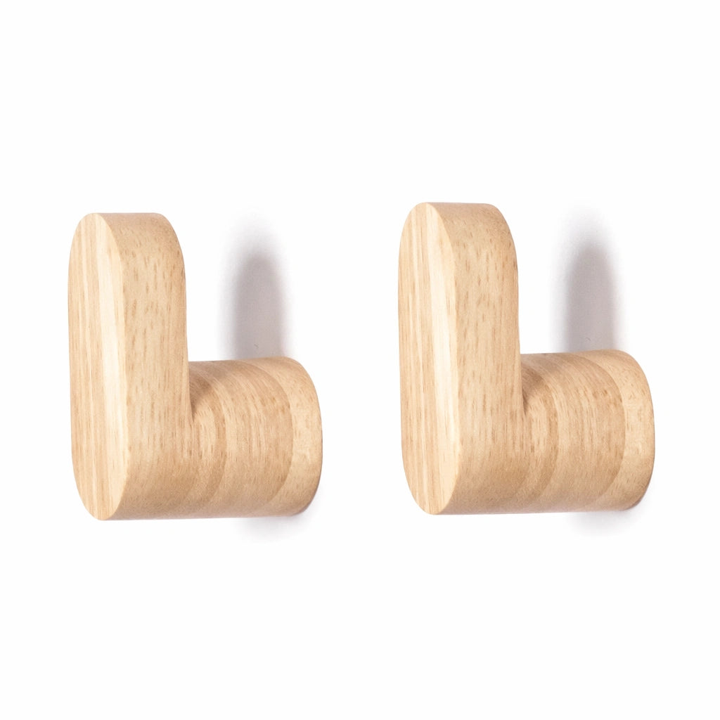 Deux Porte-Manteau en Bois Massif Patère Mural Bois Claire 