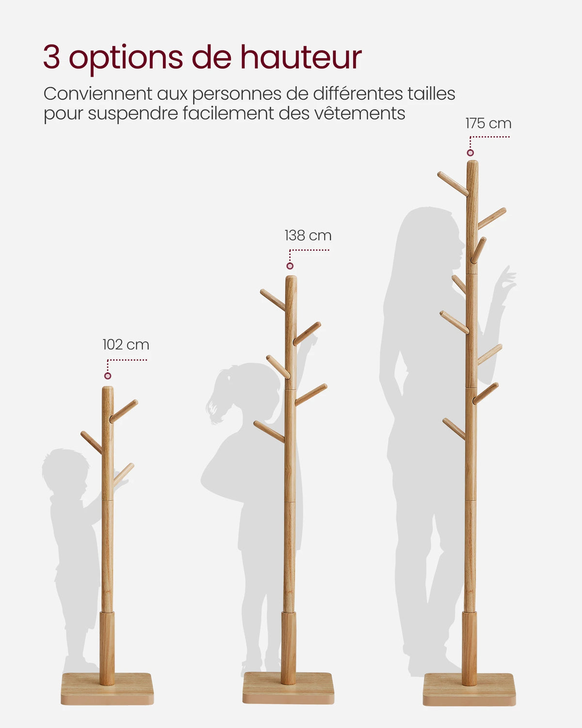 Les différentes taille du Porte-Manteau Perroquet en Bois