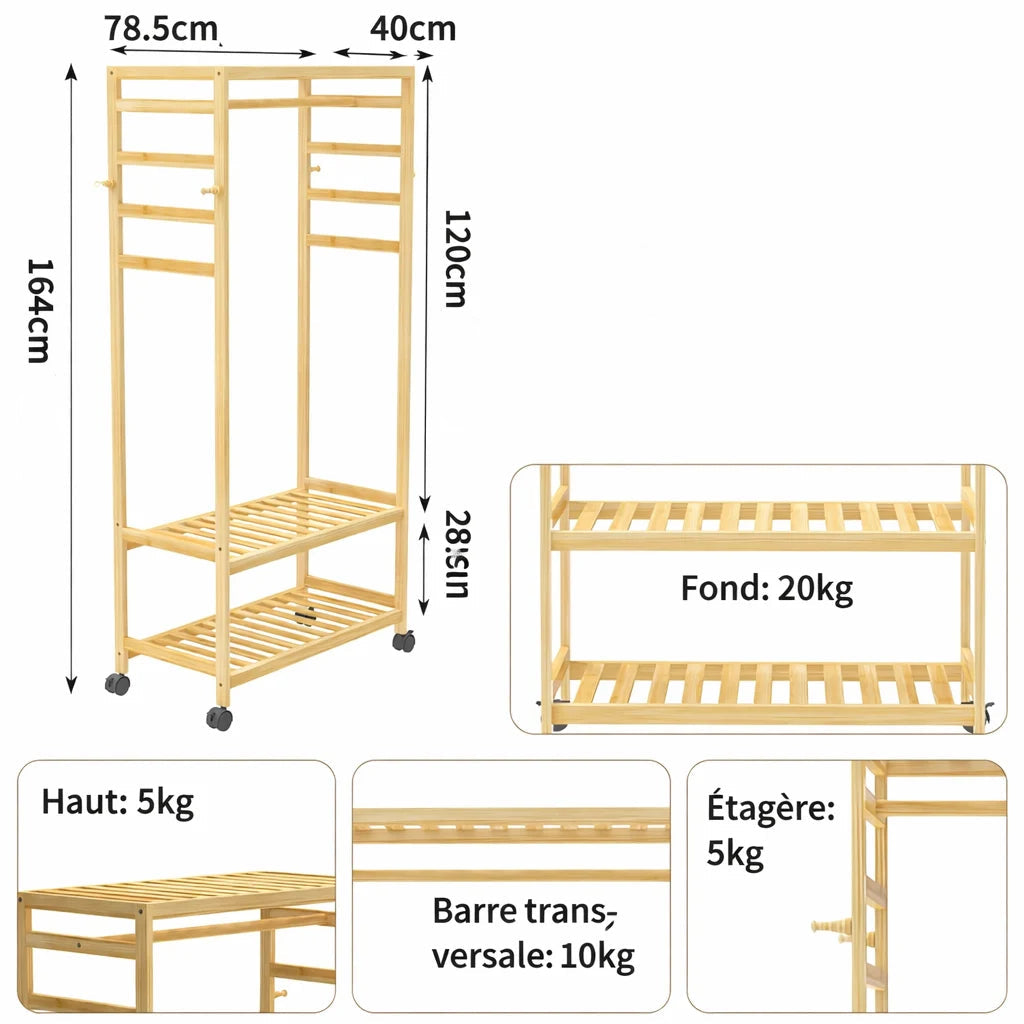 Mesures Porte-Manteau Meuble Bois