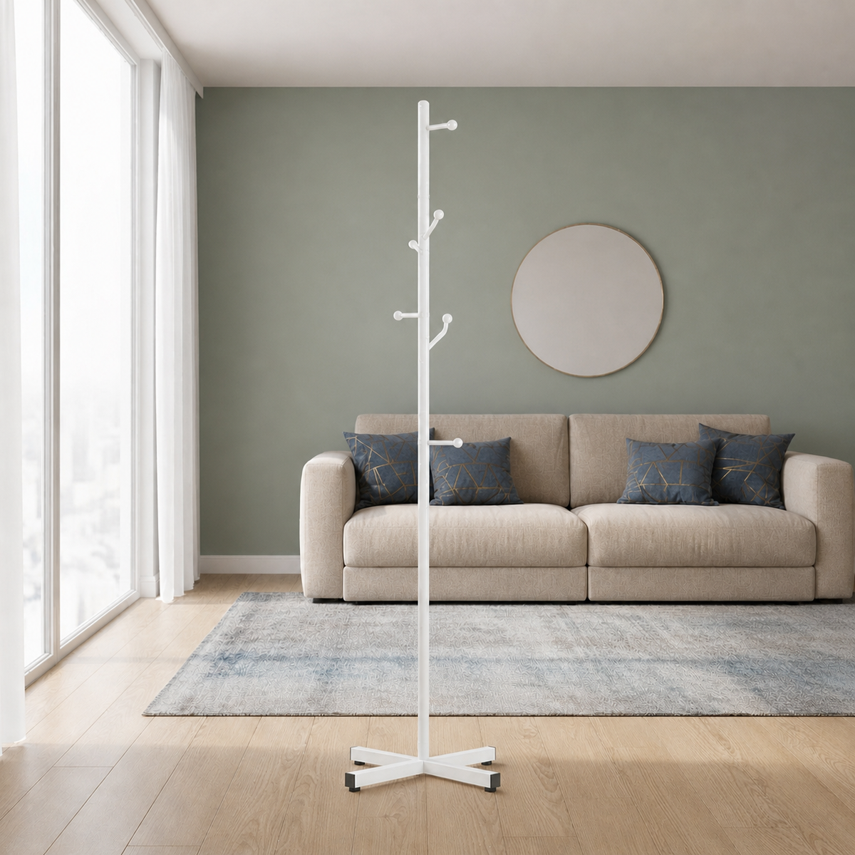 Porte-Manteau Arbre Cactus Blanc (support en croix)
