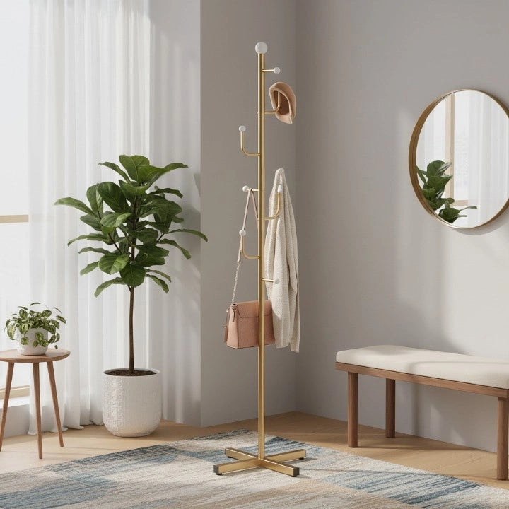 Porte-Manteau Arbre Cactus Doré (support en croix)