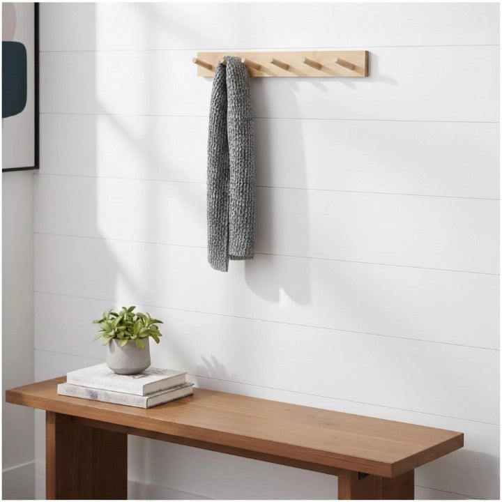 Porte-Manteau Bois Massif Claire Scandinave Image