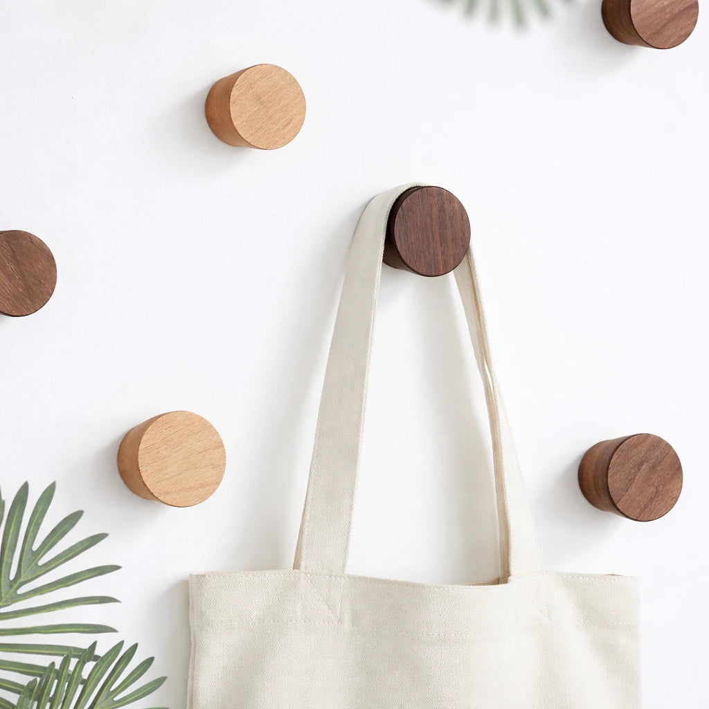Porte-Manteau Bois Massif Crochets Ronds Image