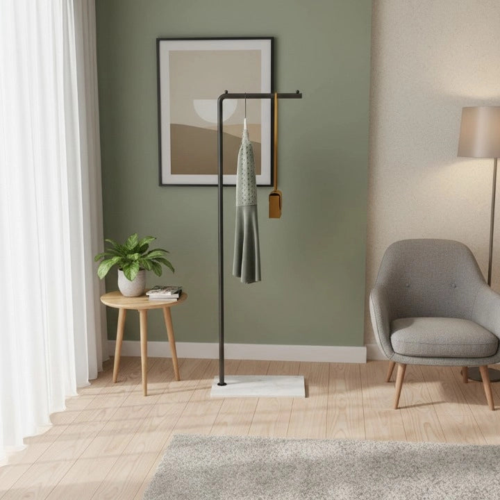 Porte-Manteau Design Lineaire Noir dans une chambre