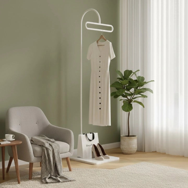 Porte-Manteau Design a Barre Unique Blanc