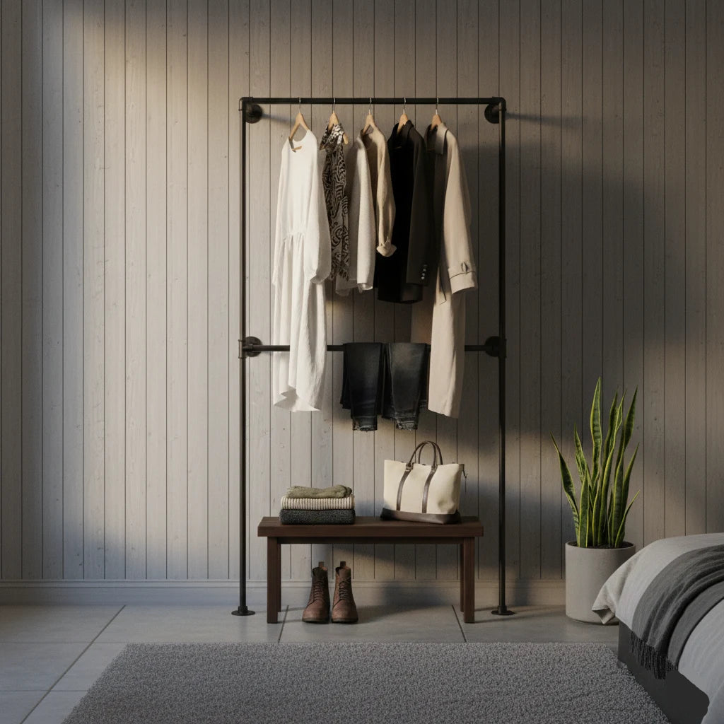 Porte-Manteau Dressing 2 Rails  dans un chambre