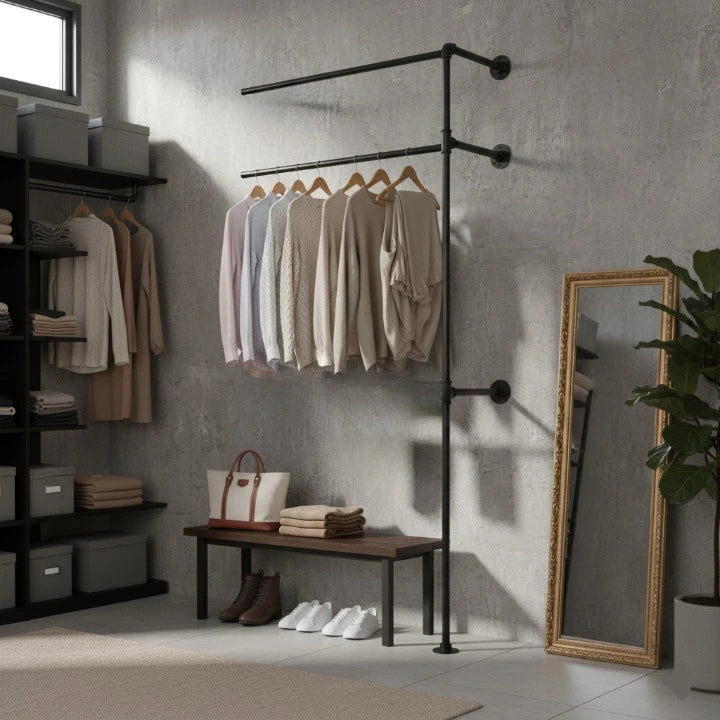 Porte-Manteau Dressing 2 Rails Simple dans un dressing