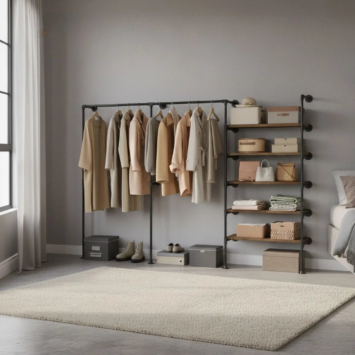 Porte-Manteau Dressing 2 Rails et 5 Etagère dans une chambre