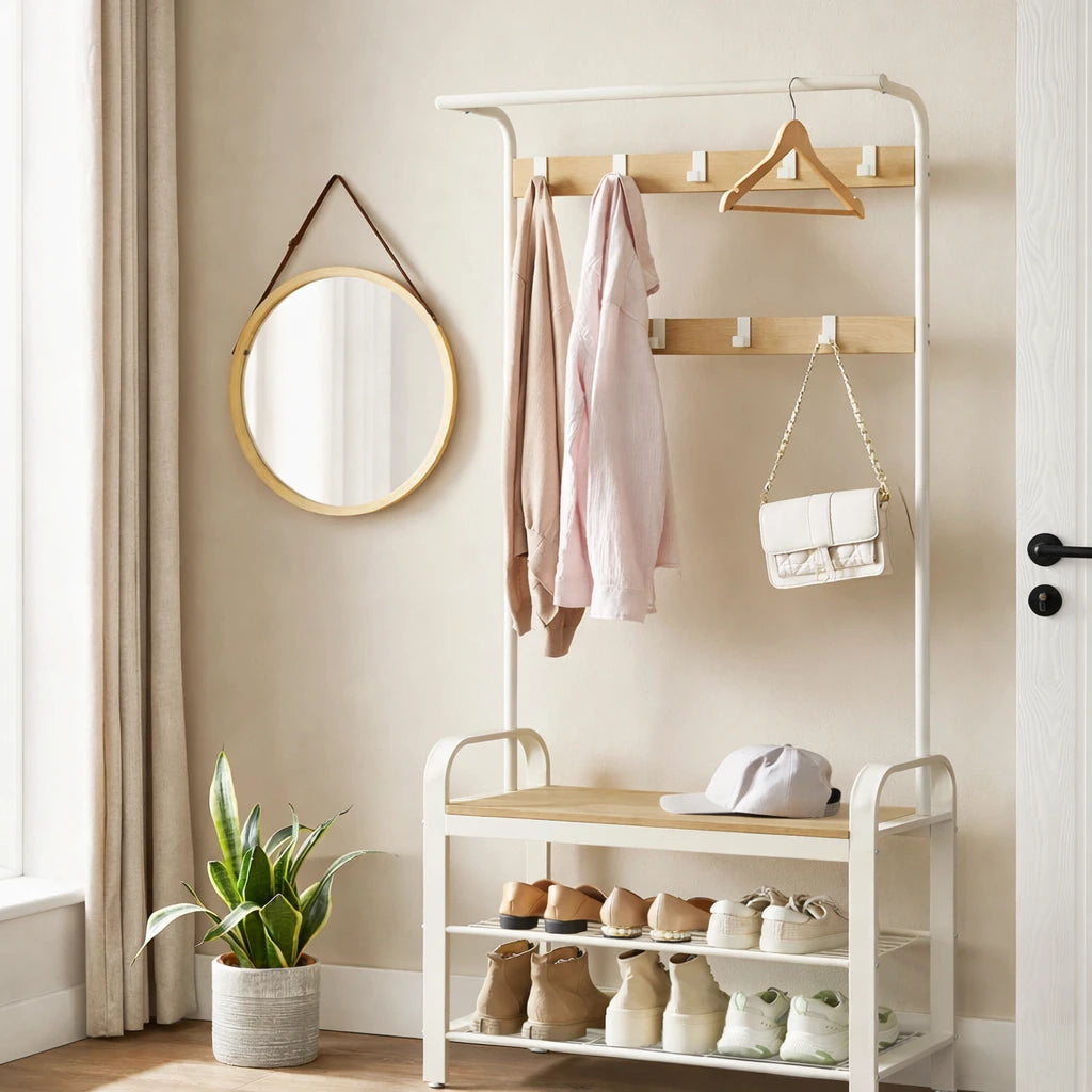 Porte-Manteau Meuble Chaussure avec Banc