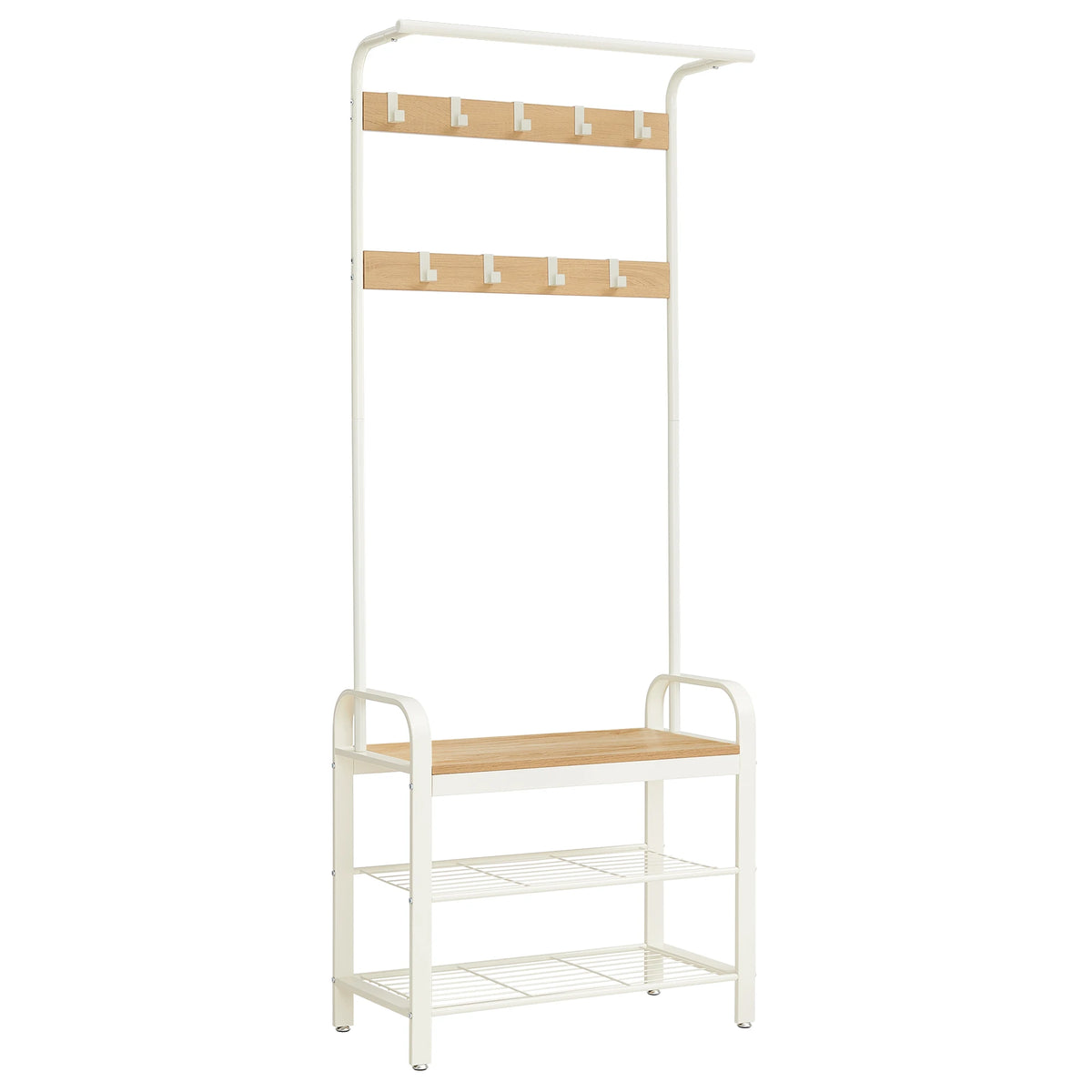 Porte-Manteau Meuble Chaussure avec Banc Blanc