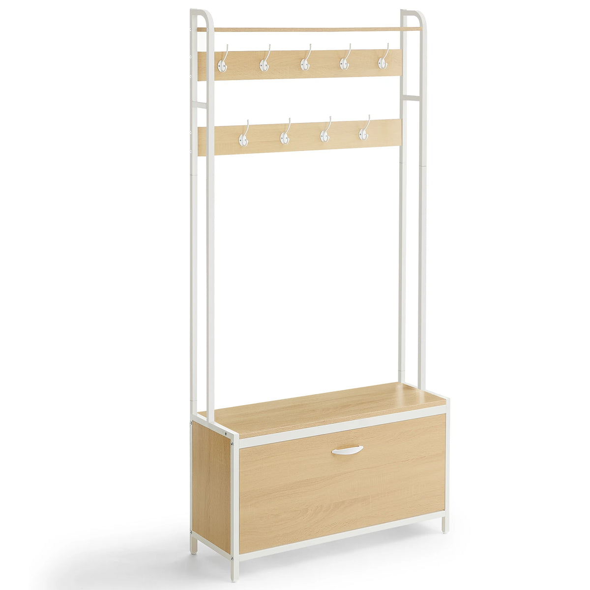 Porte-Manteau Meuble Chaussure avec Coffre Bois