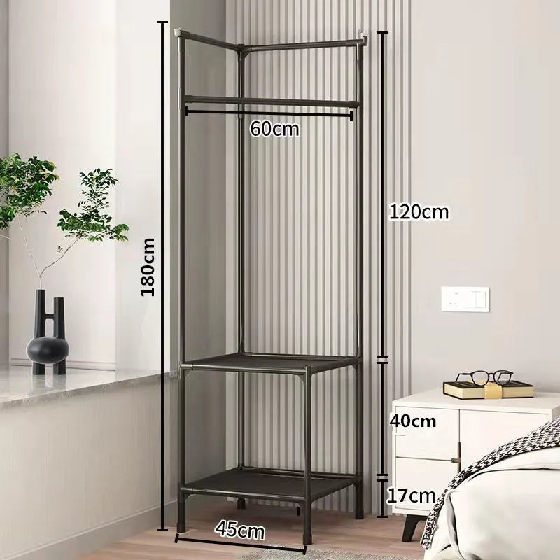 Porte-Manteau Meuble sur pied 2 etageres Noir