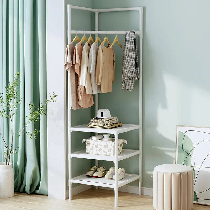 Porte-Manteau Meuble sur pied 3 etageres blanc Image
