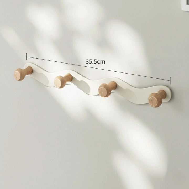 Porte-Manteau Mural Blanc Forme de Vague 4 Crochets