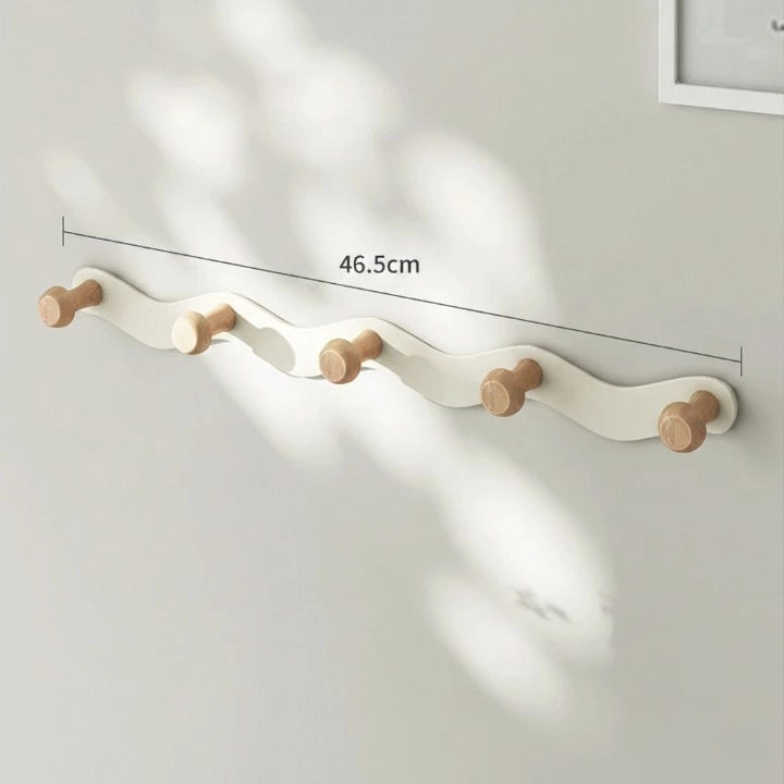 Porte-Manteau Mural Blanc Forme de Vague 5 Crochets