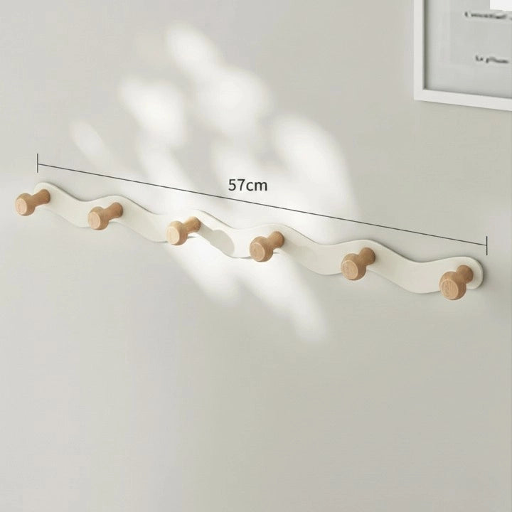 Porte-Manteau Mural Blanc Forme de Vague 6 Crochets