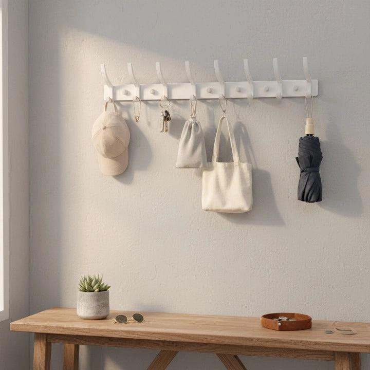 Porte-Manteau Mural Blanc Industriel