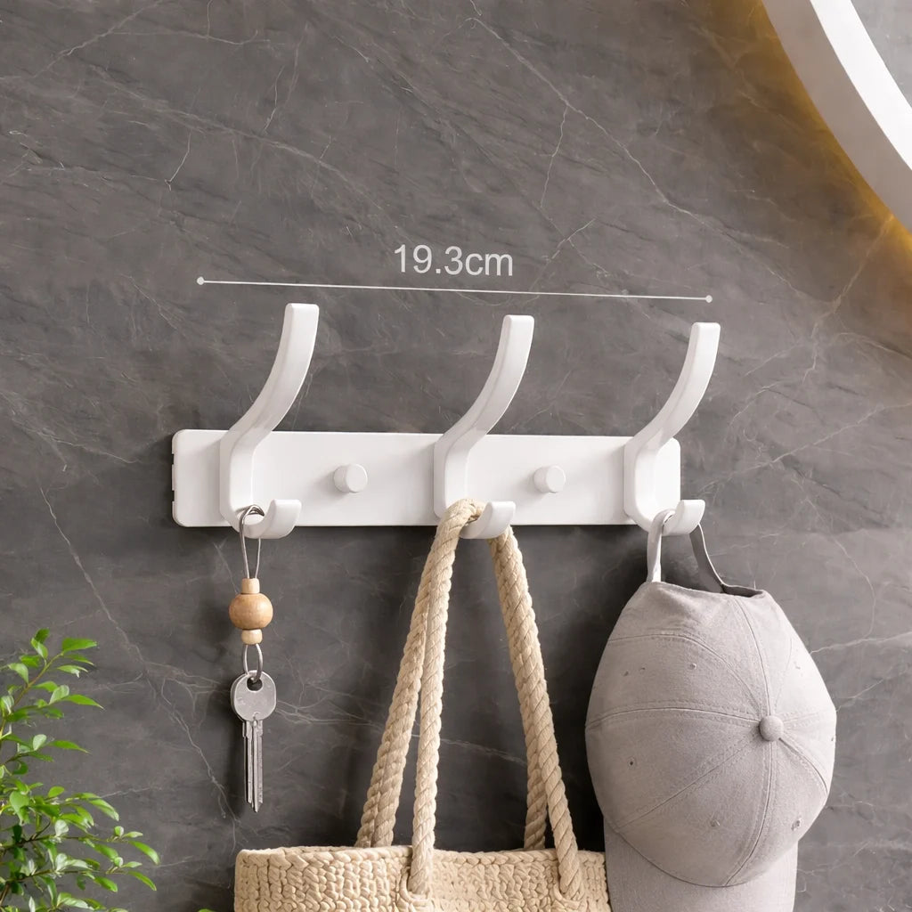 Porte-Manteau Mural Blanc Industriel 3 Crochets