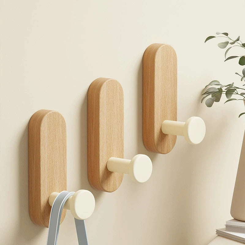 Porte-Manteau Mural Blanc Patère Bois