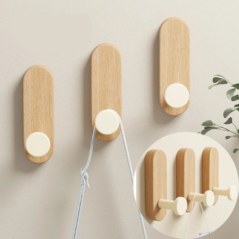 Porte-Manteau Mural Blanc Patère en Bois