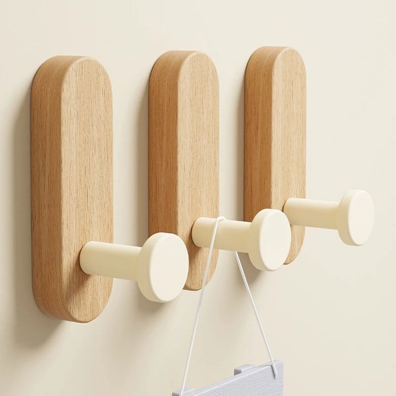 Porte-Manteau Mural Blanc Patère en Bois Lot de 3