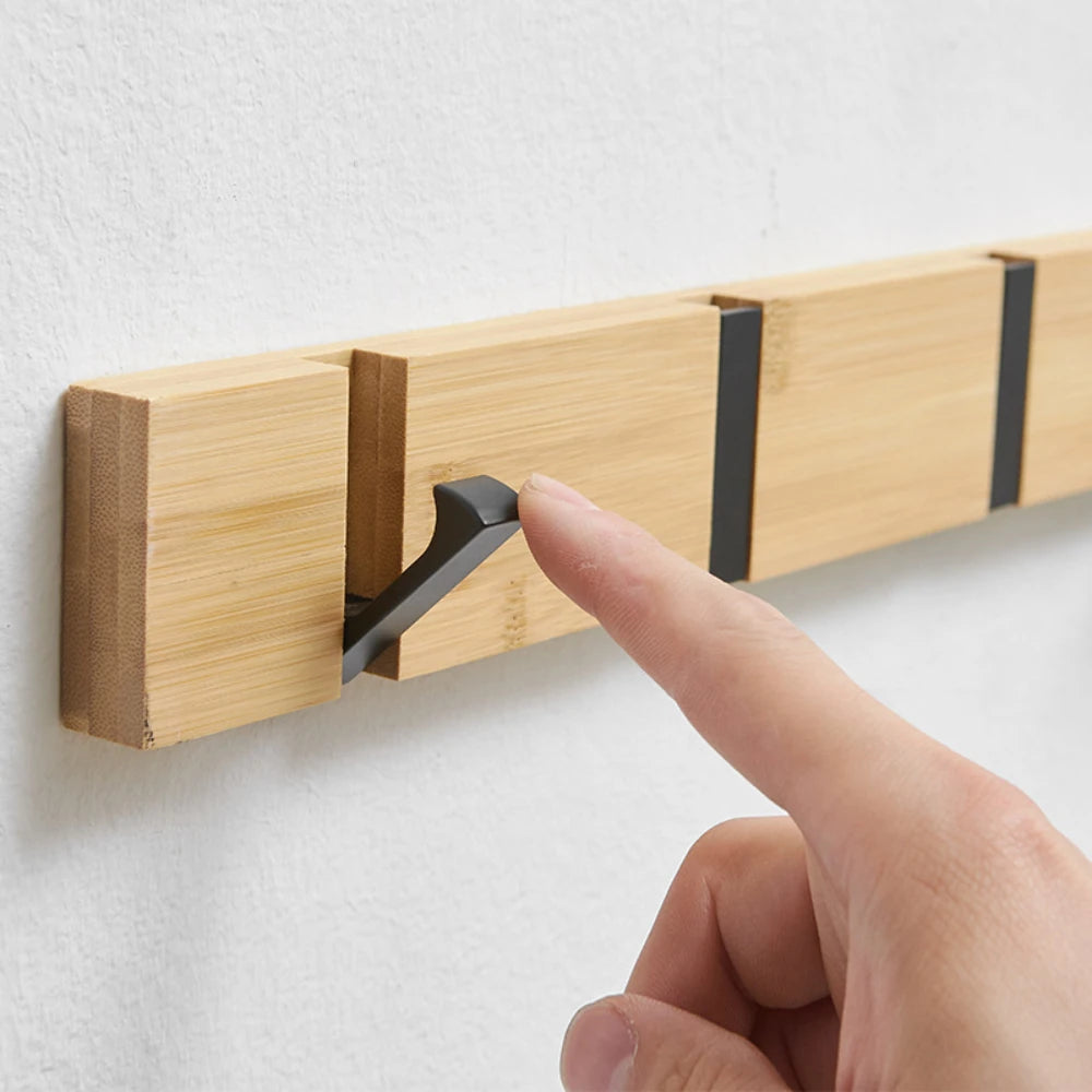 Porte-Manteau Mural Design Repliables Bois