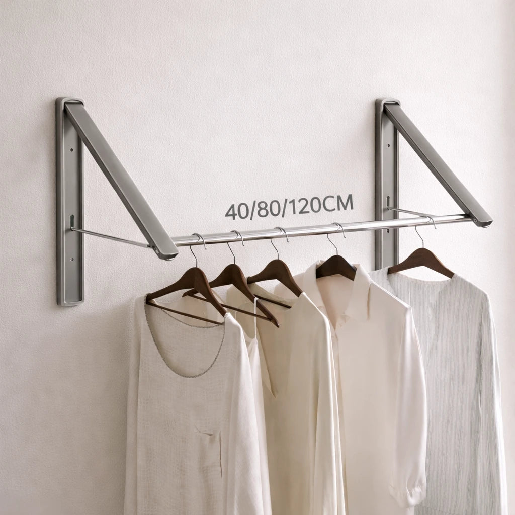 Porte-Manteau Mural Design a Cintre Gris a Rail