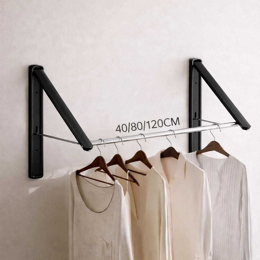 Porte-Manteau Mural Design a Cintre Noir a Rail