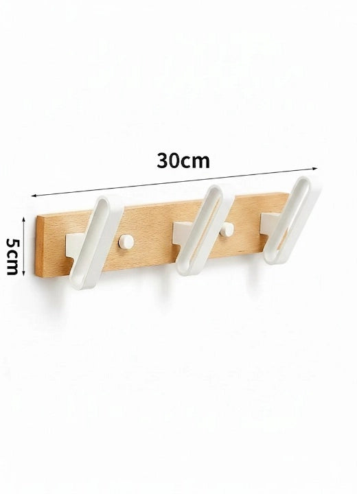 Porte-Manteau Mural Design en Bois Blanc 3 Crochets