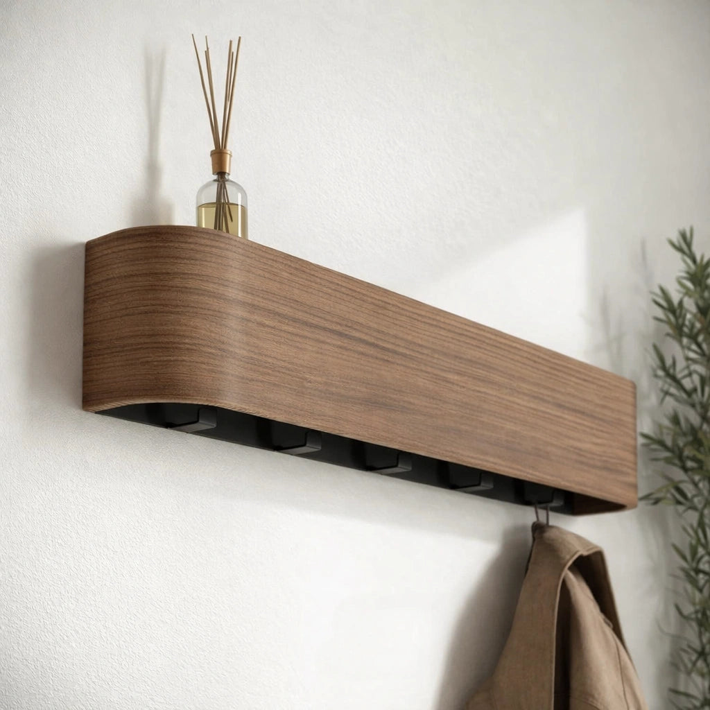 Porte-Manteau Mural Design en Bois Fonce