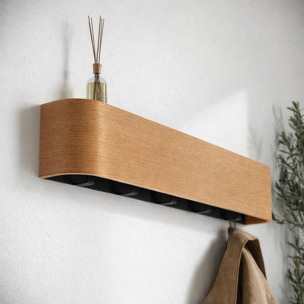 Porte-Manteau Mural Design en Bois Naturel