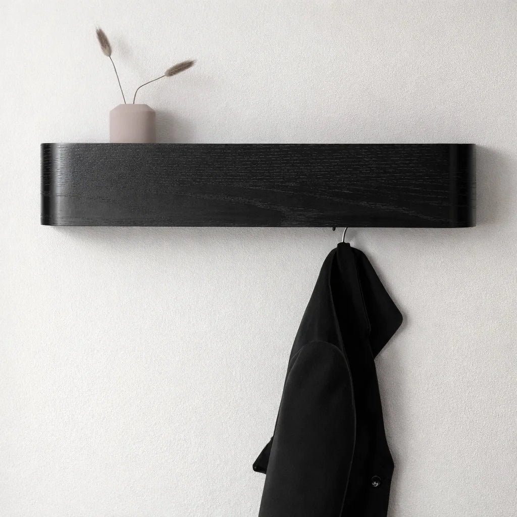 Porte-Manteau Mural Design en Bois Noir