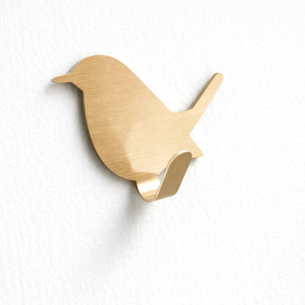 Porte-Manteau Mural Enfant Oiseaux Dore