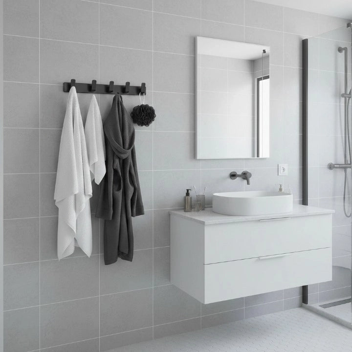 Porte-Manteau Mural Noir Aluminium SDB