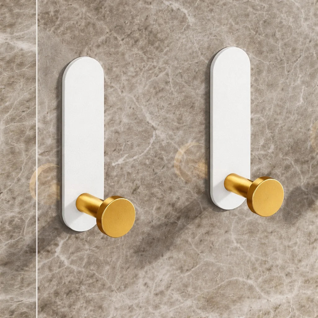 Porte-Manteau Mural Salle de Bain Aluminium Blanc et Or