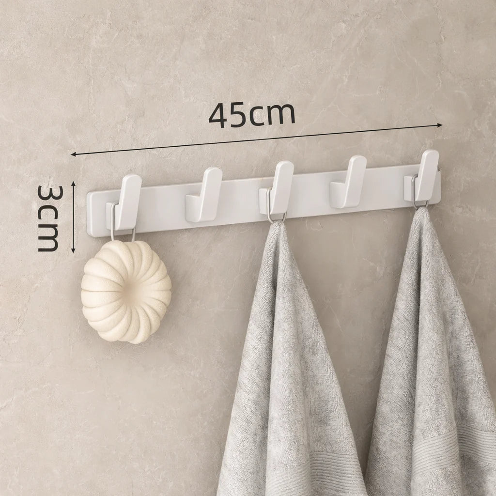 Porte-Manteau Mural Salle de Bain Blanc 5 Crochets