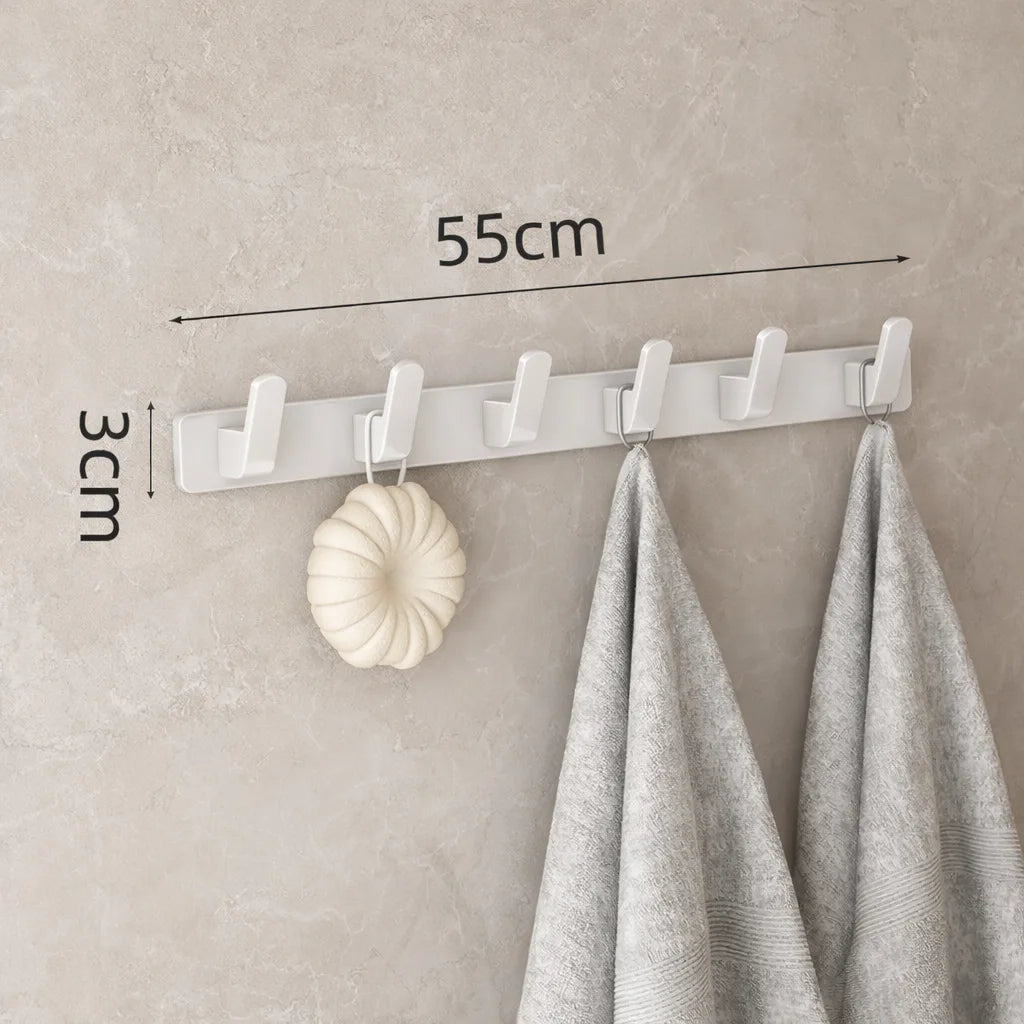 Porte-Manteau Mural Salle de Bain Blanc 6 Crochets