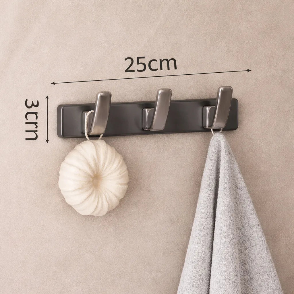 Porte-Manteau Mural Salle de Bain Gris 3 Crochets