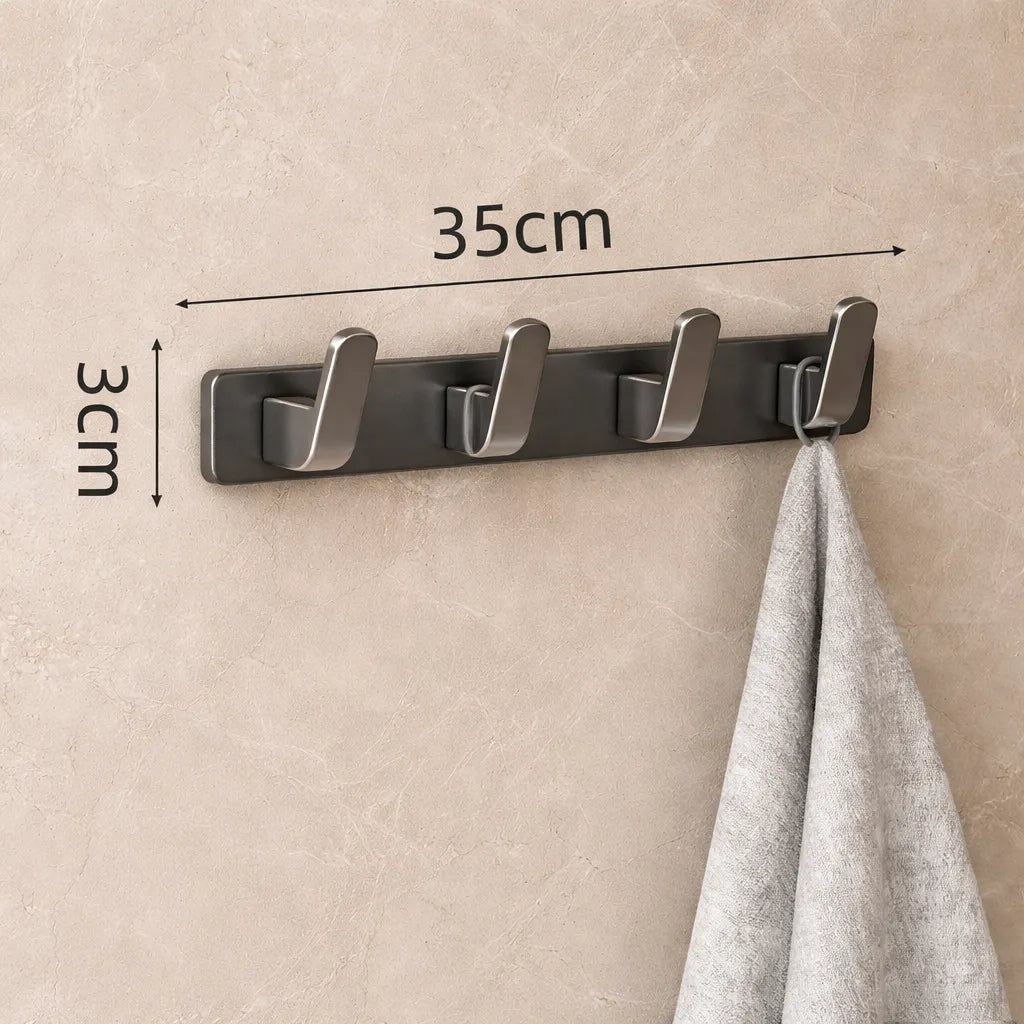 Porte-Manteau Mural Salle de Bain Gris 4 Crochets