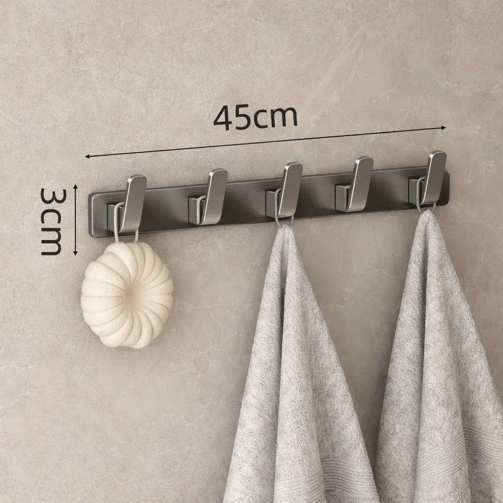 Porte-Manteau Mural Salle de Bain Gris 5 Crochets