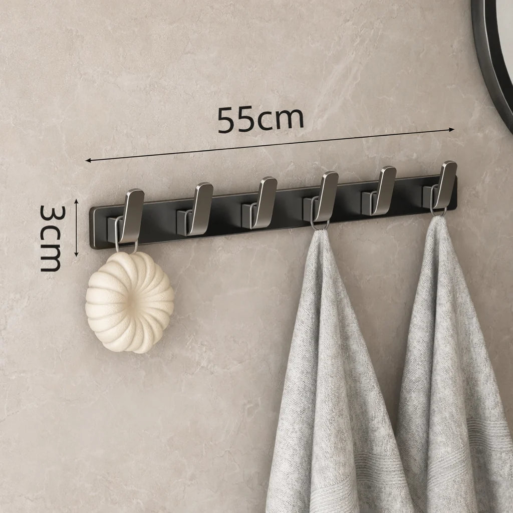 Porte-Manteau Mural Salle de Bain Gris 6 Crochets