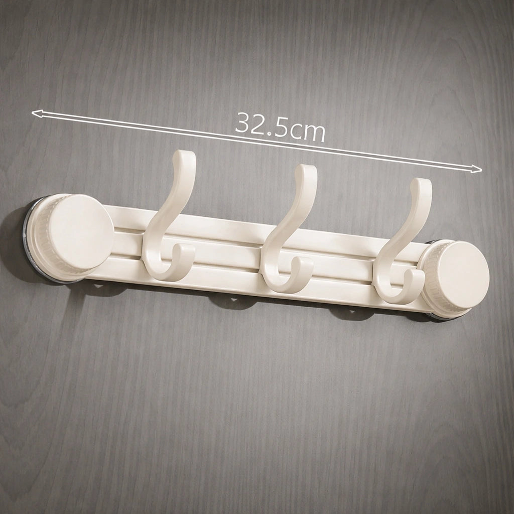 Porte-Manteau Mural Salle de Bain Ventouse Support Lateral Beige 3 Crochets