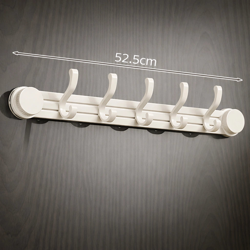 Porte-Manteau Mural Salle de Bain Ventouse Support Lateral Beige 5 Crochets