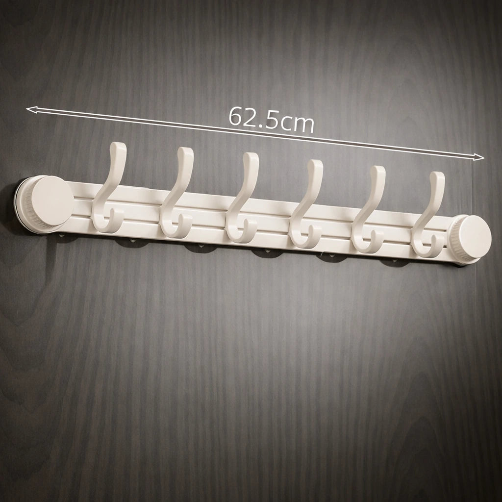Porte-Manteau Mural Salle de Bain Ventouse Support Lateral Beige  6 Crochets