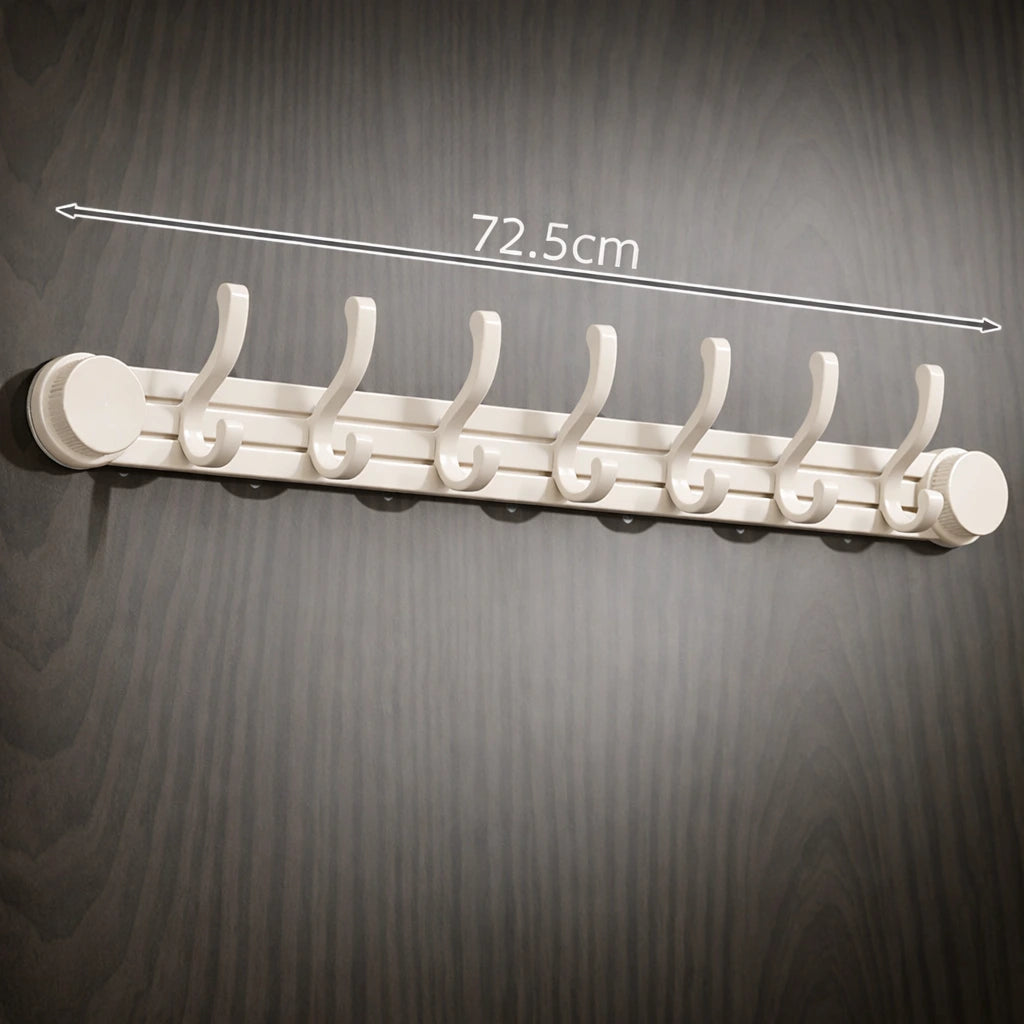 Porte-Manteau Mural Salle de Bain Ventouse Support Lateral Beige  7 Crochets