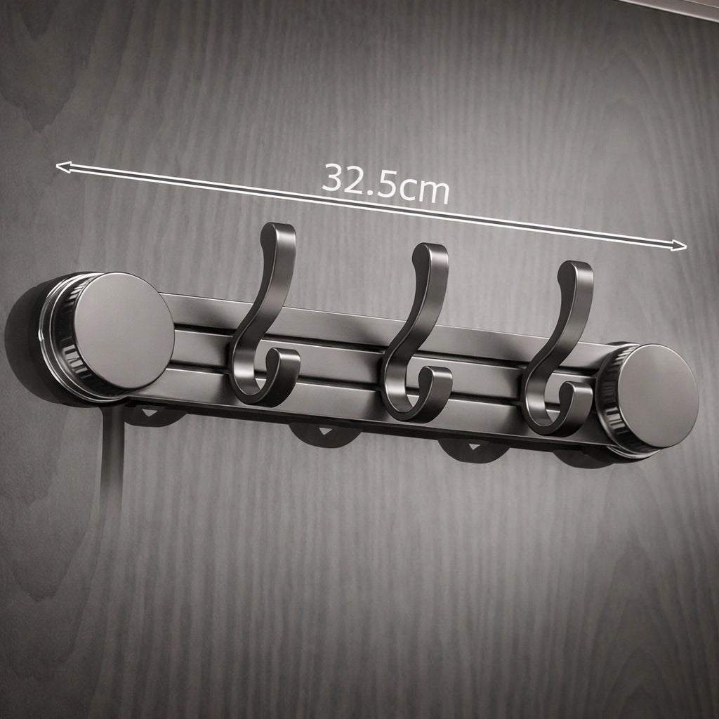 Porte-Manteau Mural Salle de Bain Ventouse Support Lateral Gris 3 Crochets